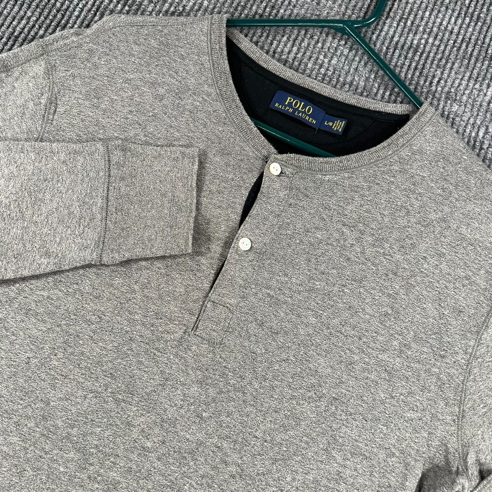Polo Ralph Lauren Henley Sweatshirt Mens Large Gray Long Sleeve Casual Comfort